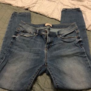 Loft skinny distressed jeans in a medium wash